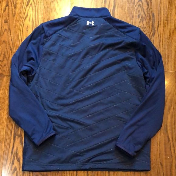 UNDER ARMOUR Quarter Zipper Blue Stripe Pullover Sz Large - Picture 10 of 11